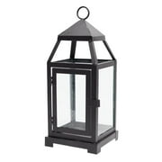 Uanit Vintage Candle Lantern Decorative Indoor Outdoor, Black Metal Lantern Lantern with Clear Glass Panels for Table, Mantle, Floor Front Porch, Halloween Christmas Wedding Lantern Decor